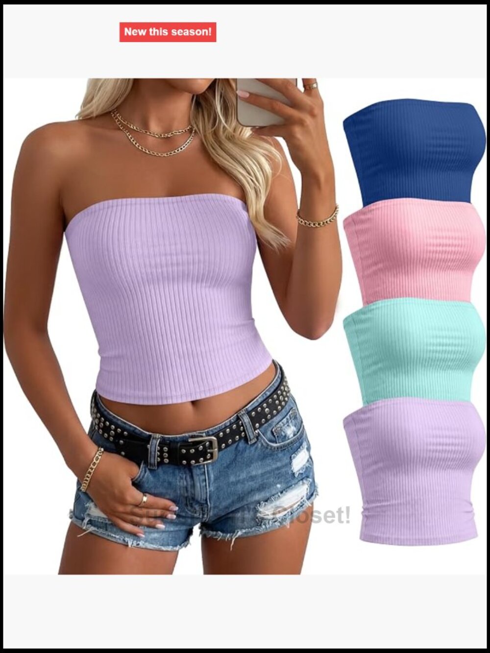 Women's Strapless Tube Tops 4 Pack Cotton Spandex Bandeau